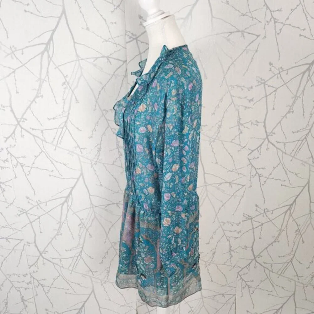 Zadig & Voltaire Floral Print Chiffon Beaded Dropwaist Rima Dress - Picture 6 of 12